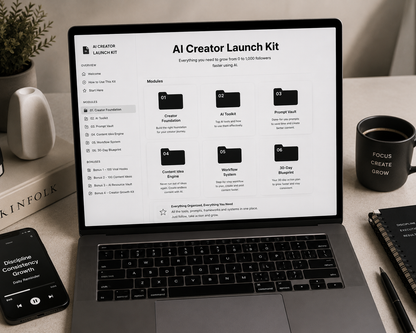 AI Creator Launch Kit™  Grow From 0 To 1,000 Followers Faster Using AI